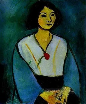 Woman in Green with a Carnation 1909 abstract fauvism Henri Matisse Oil Paintings